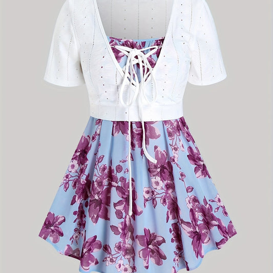 Eyelet Embroidered Short Sleeve Cardigan & Cami Top Two Piece Set