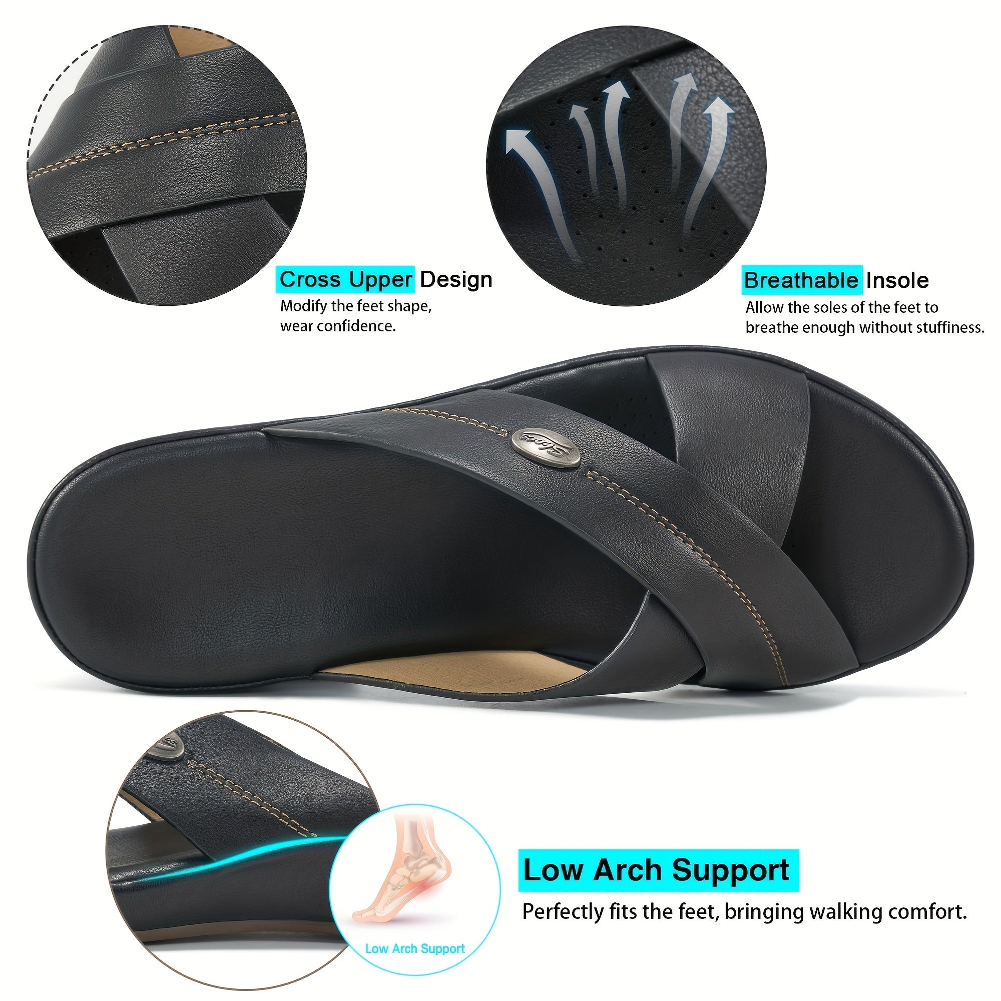 Women's Massage Sports Sandals Soft Sole Faux Leather Shoes