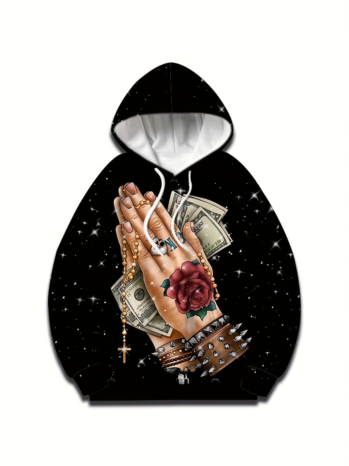 Hand Praying For Money Print Hoodies For Men Graphic Hoodie