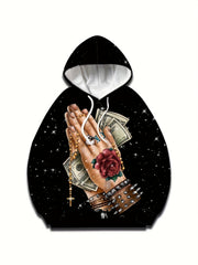 Hand Praying For Money Print Hoodies For Men Graphic Hoodie