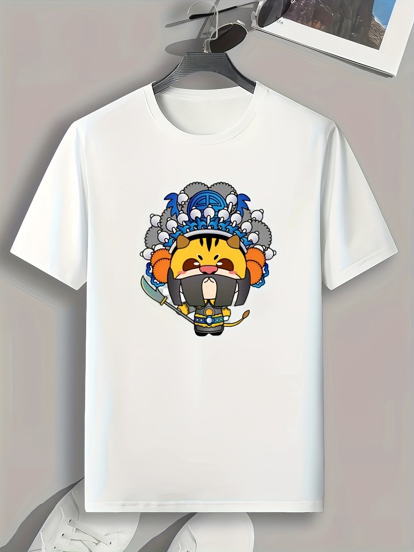 Cartoon Pattern Print Men's Comfy Sports T-Shirt Graphic Tee