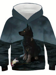 Baby Wolf Cartoon Hoodie for Boys