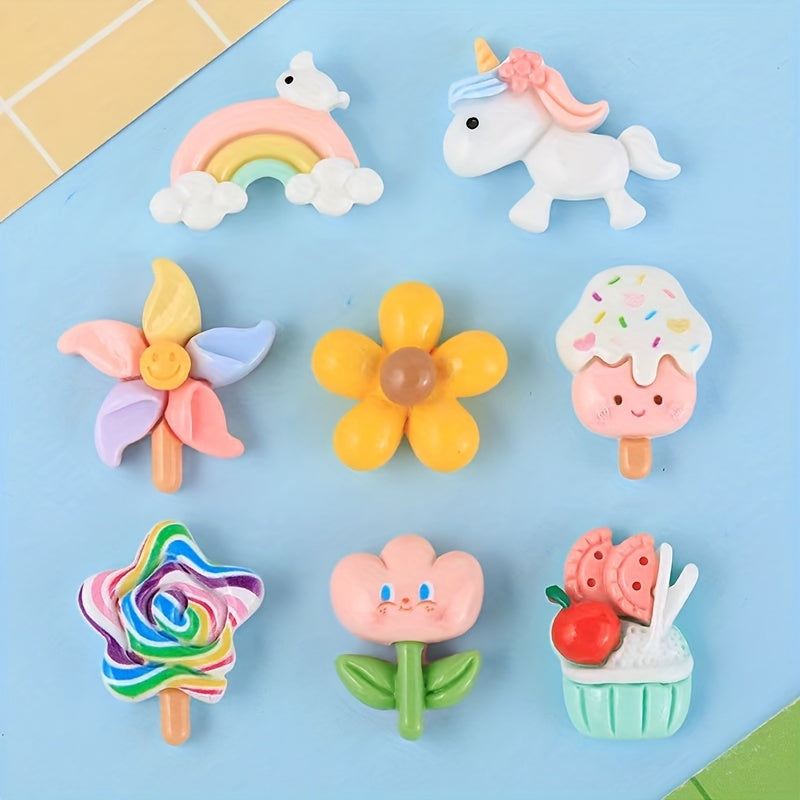 10pcs Random Mixed Unicorn Windmill DIY Resin Charms Accessories