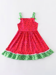 Watermelon Print Thin Strap Dress for Toddler Girls