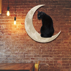 Cat Moon Hanging Metal Sign Decor Creative Halloween