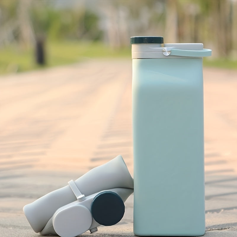 1pc Milk Box Shaped Folding Silicone Water Bottle Portable Collapsible Water Cup