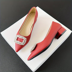 Women's Rhinestone Block Heel Slip On Shoes