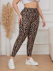 Sexy Leggings Women's Plus Leopard Print High Rise Leggings