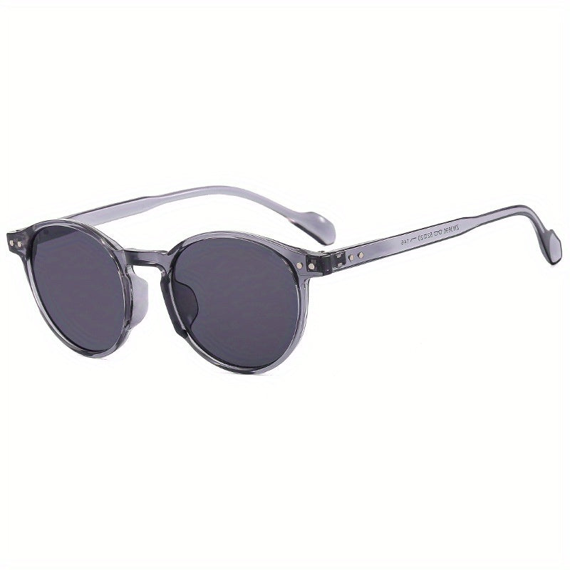 Round Frame Sunglasses Hip-hop Rivet Decor UV400