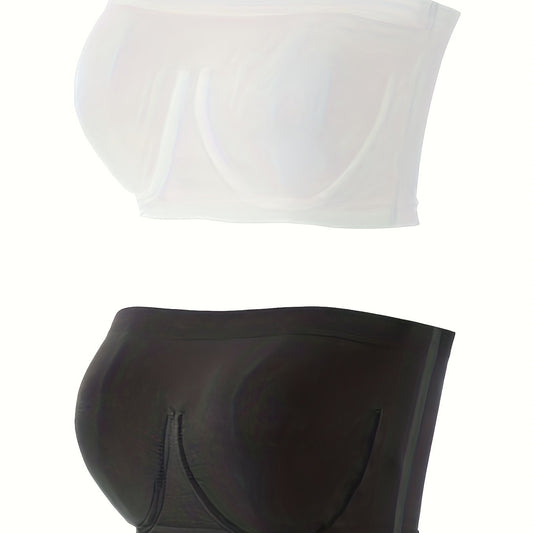 2 Pack Plus Size Seamless Bandeau Bra Set