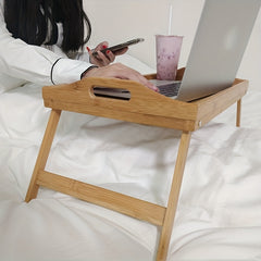 Bamboo Bed Tray Table Foldable Legs Breakfast Laptop Desk