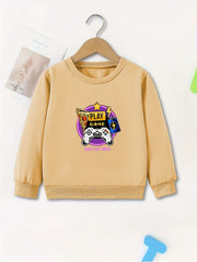 Kids Game Machine Print Sweatshirt Girls Graphic Pullover Top