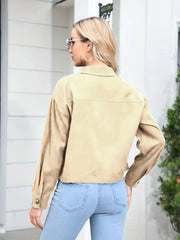 Casual Button Up Jacket with Pockets for Women