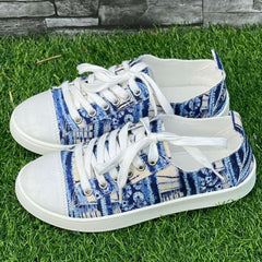 Striped Pattern Flat Shoes Women's Lightweight Casual Shoes