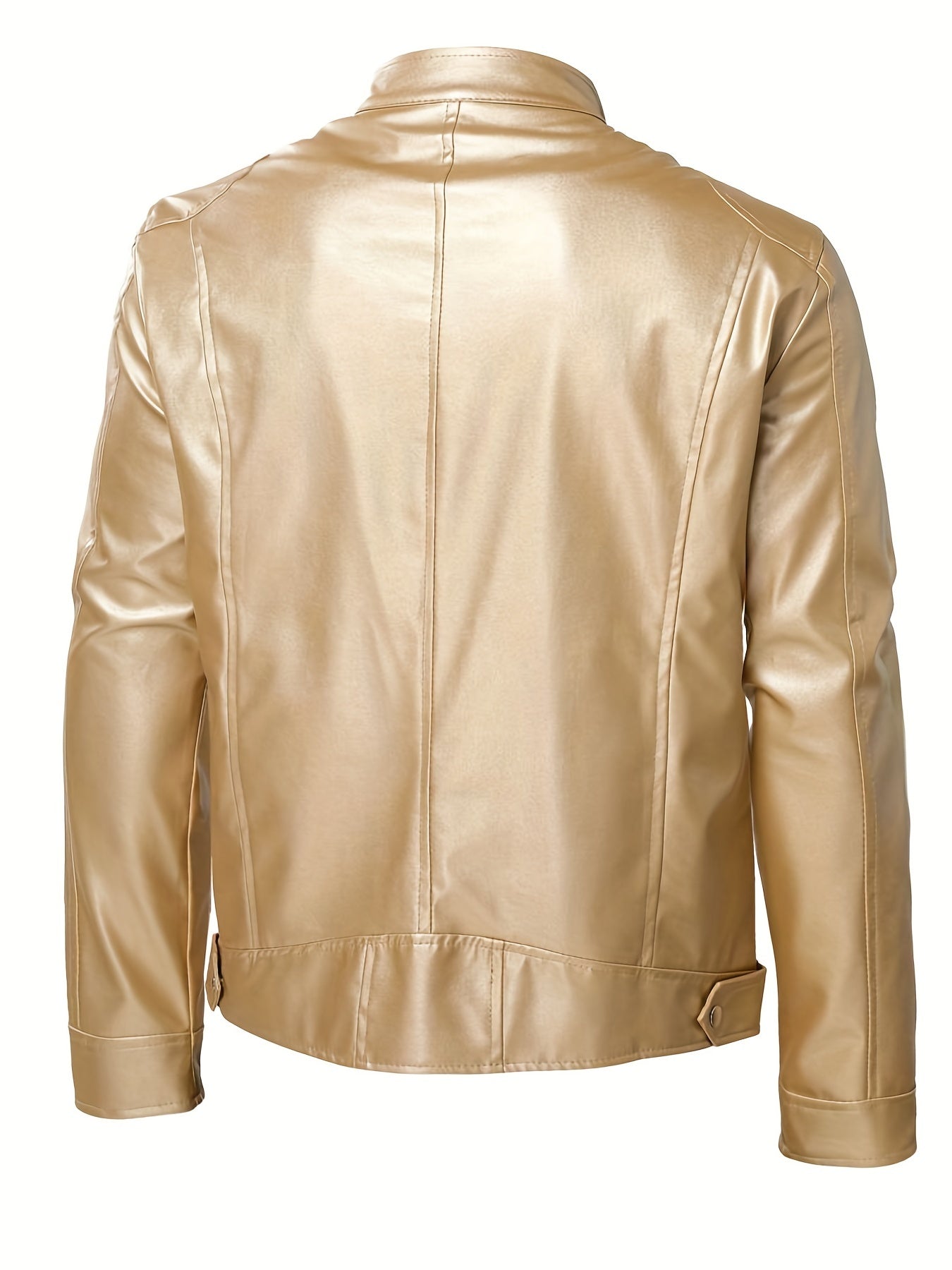 Stylish PU Biker Jacket Men's Casual Zip Up Faux Leather Jacket