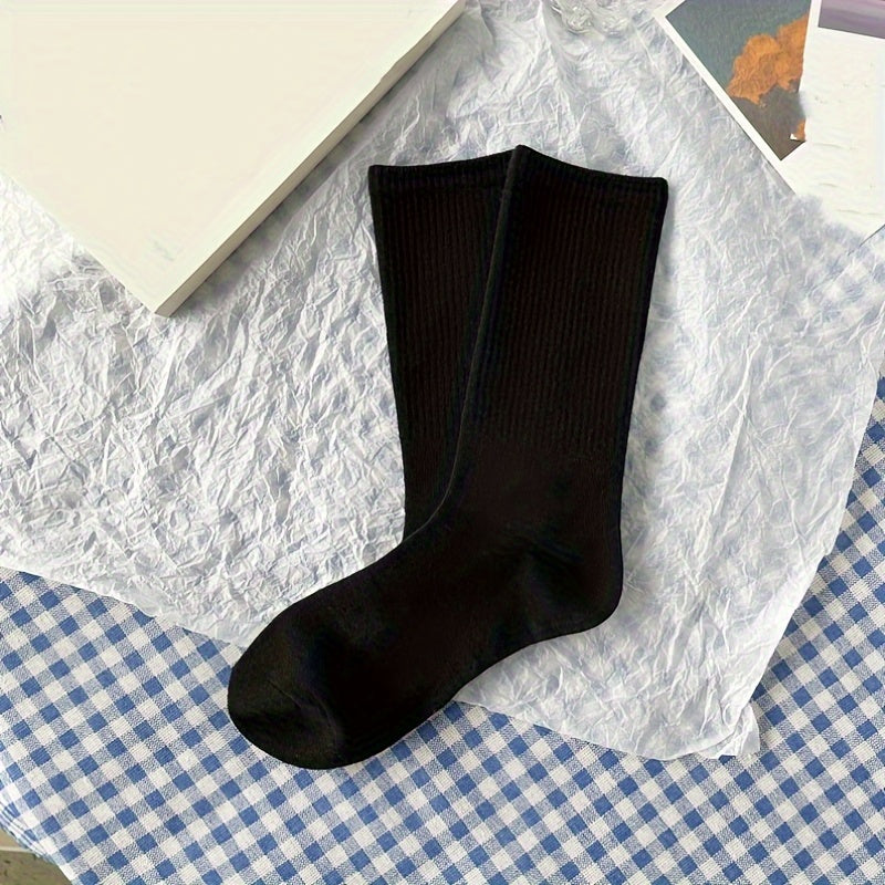 Letter & Bear Print Mid Tube Socks Womens Stockings