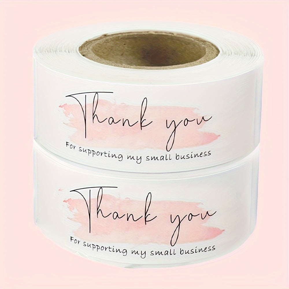 2 Rolls Pink Thank You Stickers 120 L