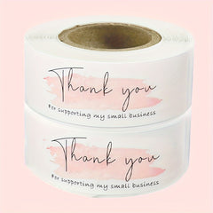 2 Rolls Pink Thank You Stickers 120 L