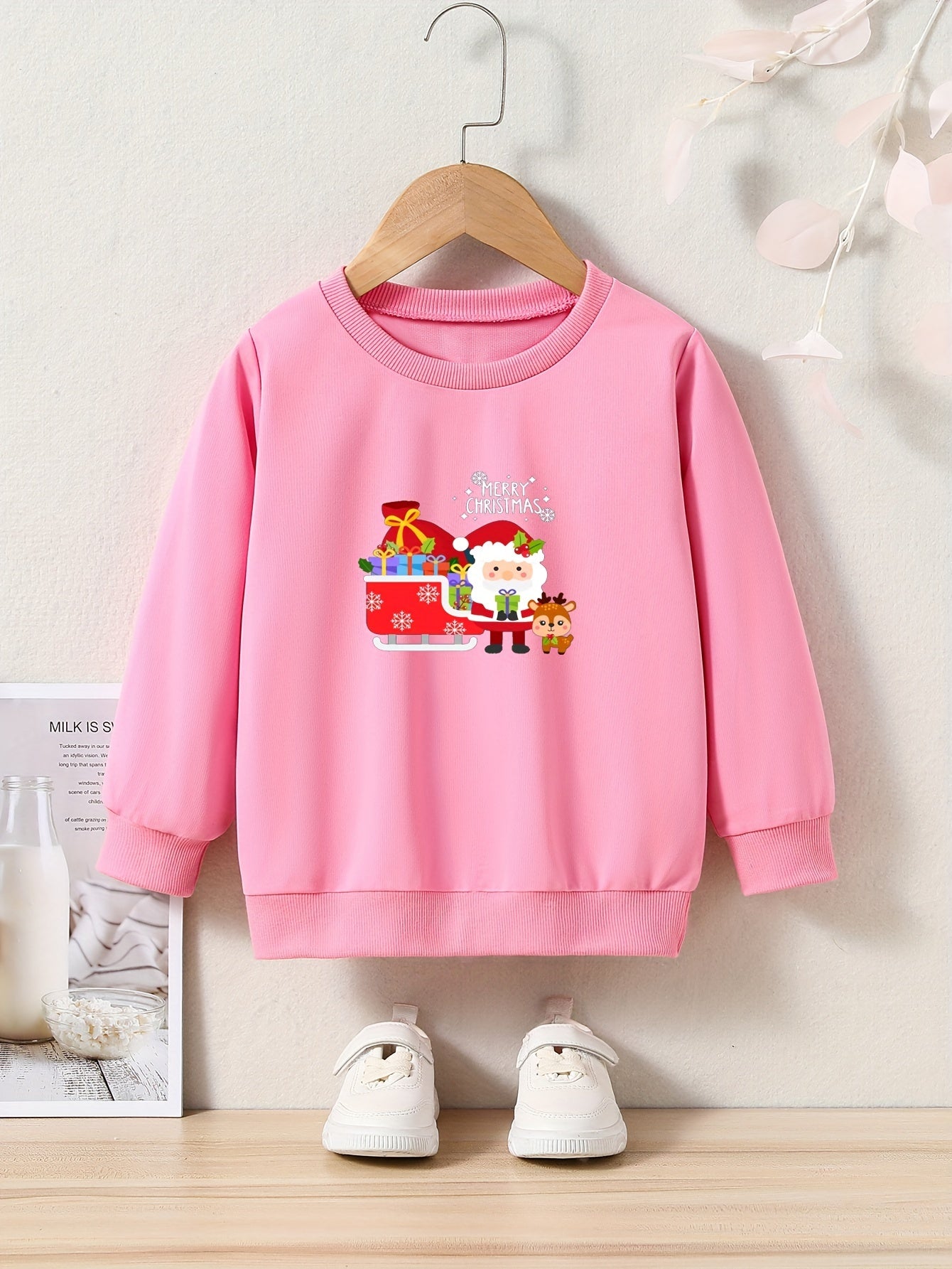 Christmas Graphic Pullover Girls Sweet Sweatshirt Kids Gift