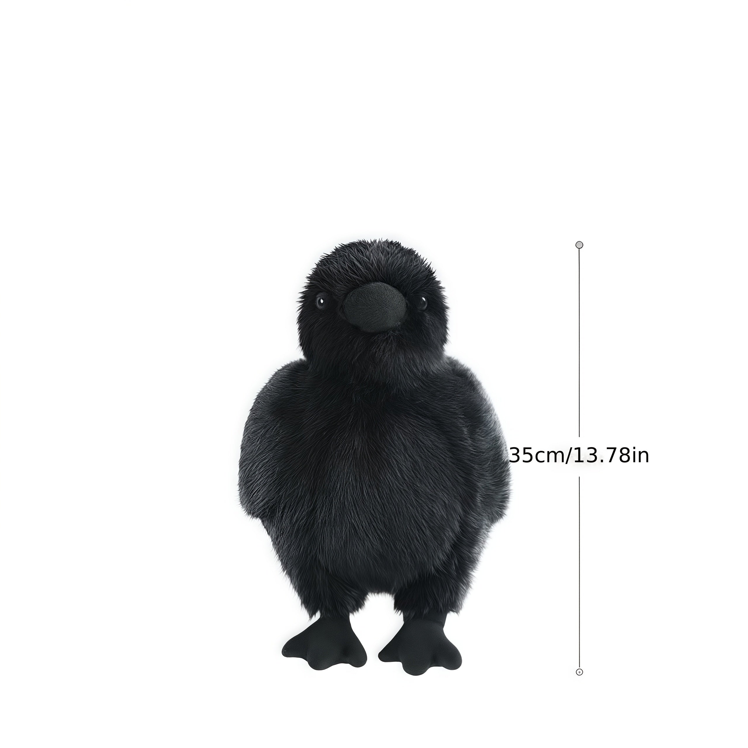 Realistic Plush Crow Toy Soft Fluffy Stuffed Animal - 3 Sizes & Styles