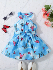 Cute Tie Dye Butterfly Halter Dress for Baby Girls
