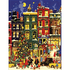 Christmas Town Street Scene Painting Set - Ideal Gift and Home Decor