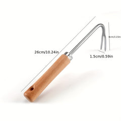 1pc V Shaped Weeding Tool for Garden with Wooden Handle