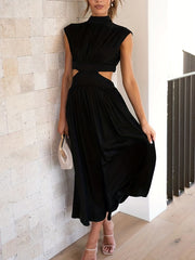 Sexy Ruched Maxi Dress Cap Sleeve