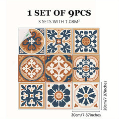 9pcs Mediterranean Style Matte Thickened Waterproof Stickers Vinyl Adhesive Remo