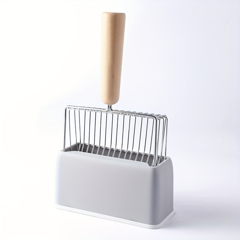 Stainless Steel Cat Litter Scoop Set with Holder