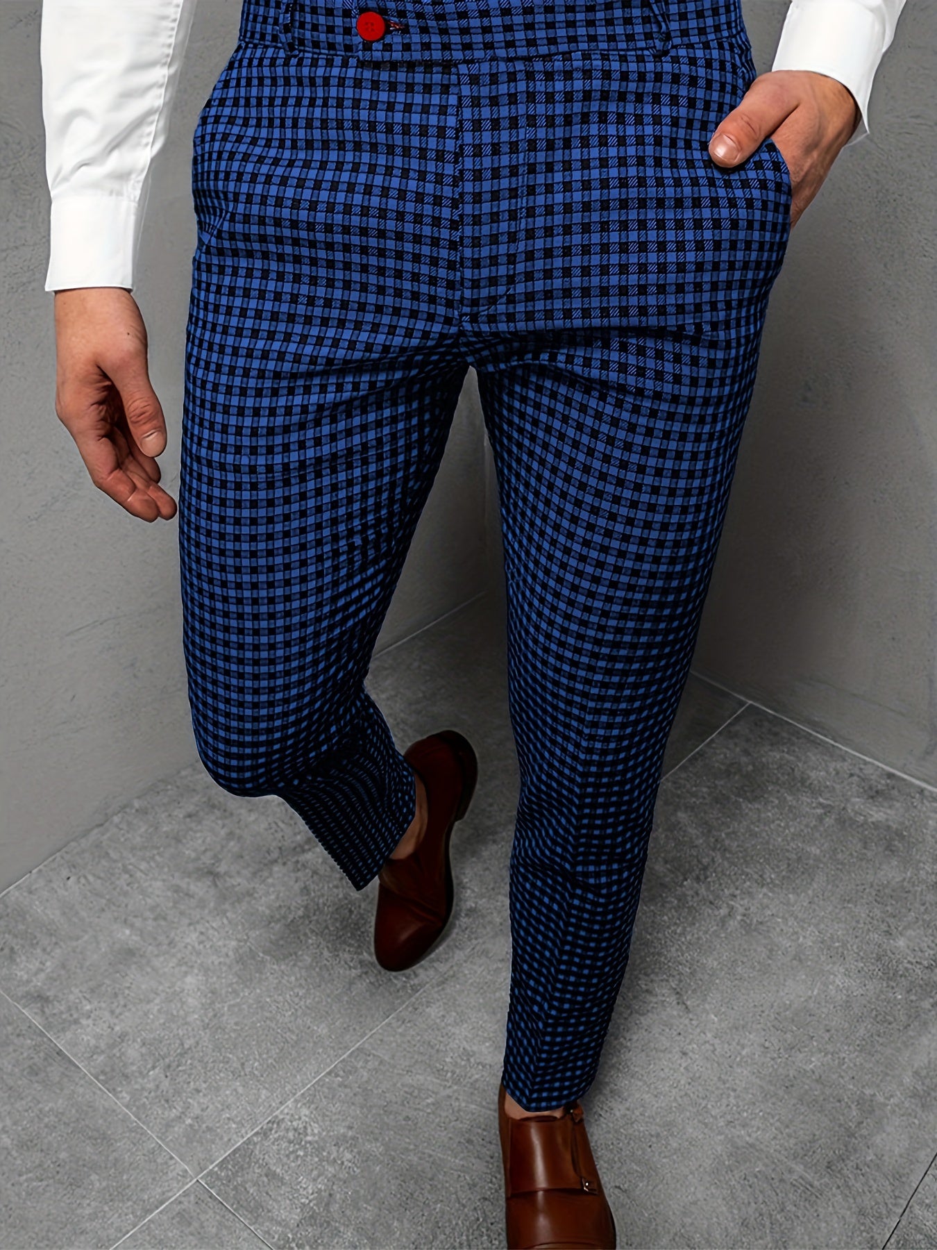 Men's Plaid Casual Business Suit Pants