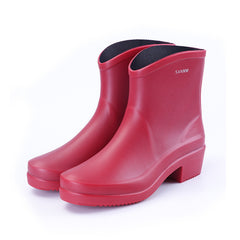 Chunky Heeled Rain Boots Women's Waterproof High Boots