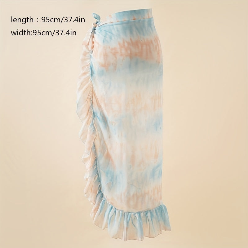 Lightweight Sunscreen Scarf Casual Breathable Ruffle Beach Towel for Women