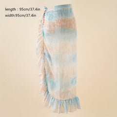 Lightweight Sunscreen Scarf Casual Breathable Ruffle Beach Towel for Women