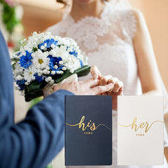 2pcs Vow Books Wedding Bride And Groom 15 X 10 Navy Wedding Supplies