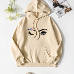 Hooded Drawstring Sweatshirt Solid Pullover with Pockets