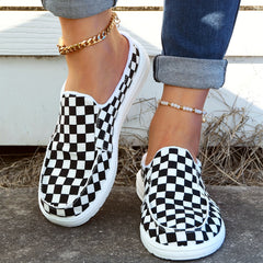 Women's Checkerboard Pattern Mules Slip On Platform Flat Shoes