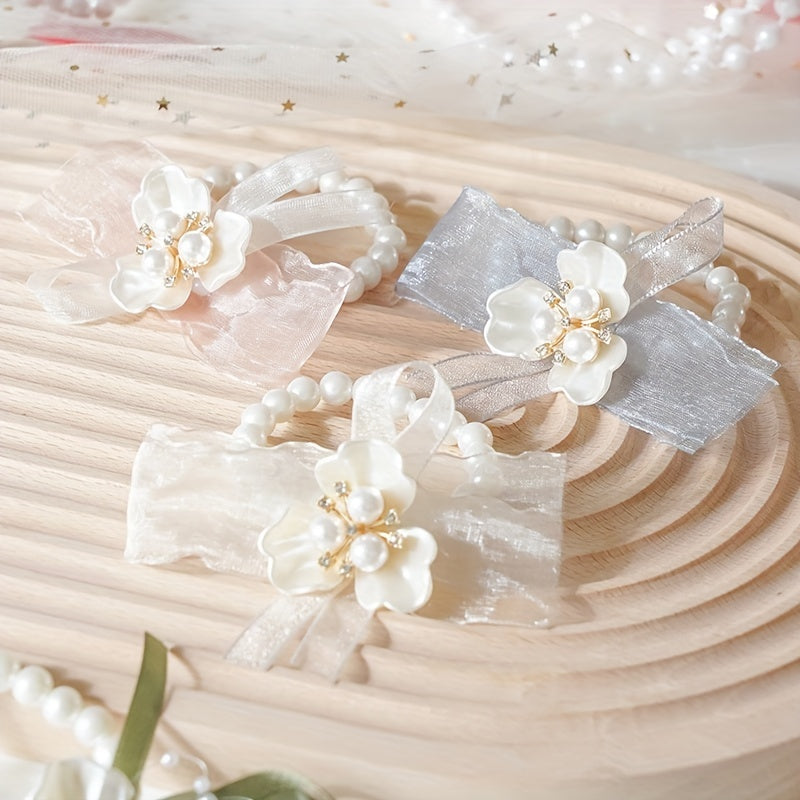 10pcs Flower Hair Piece Pearl Rhinestone Bridal Wedding Accessory
