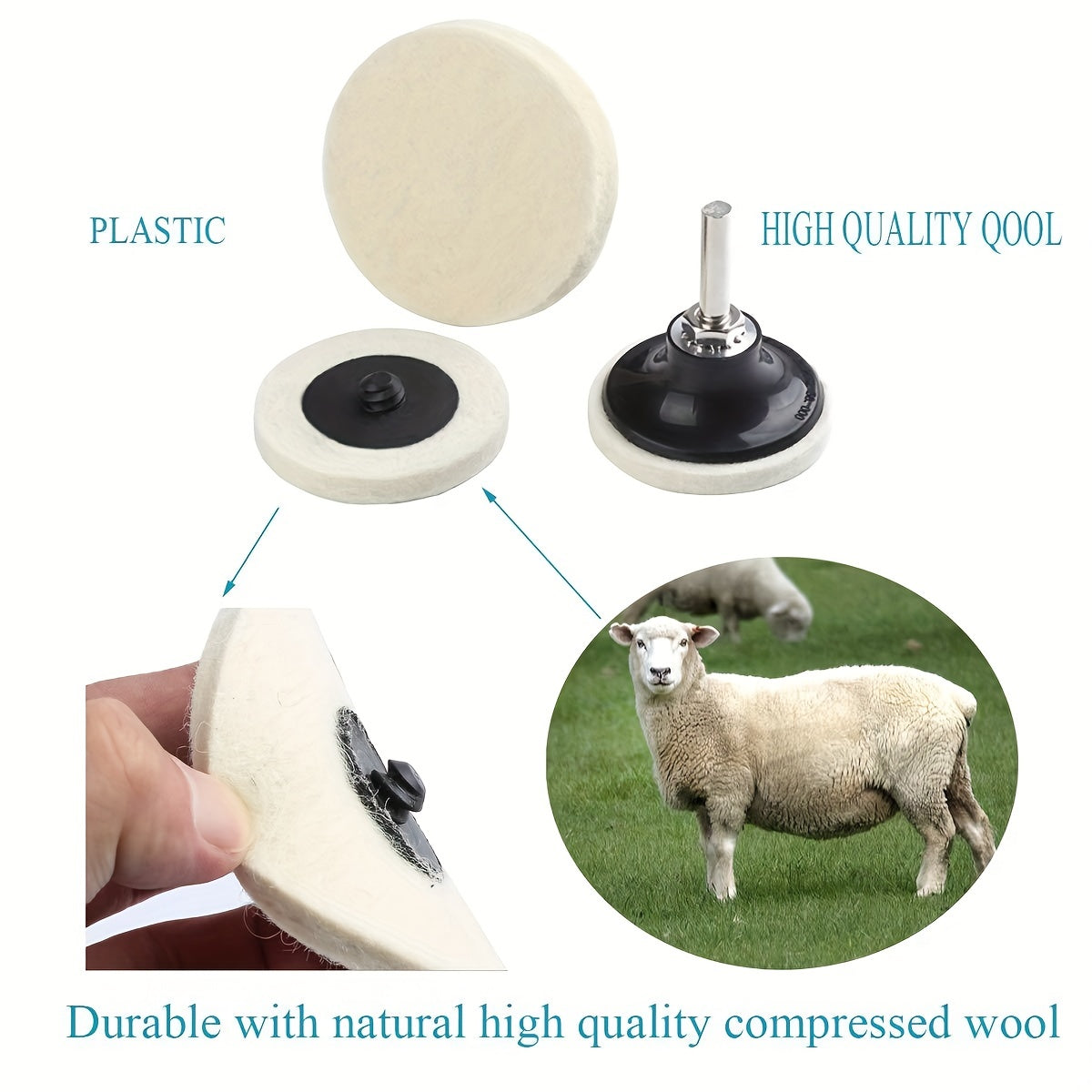 5 08 Cm Wool Fabric QC Disc Polishing Buffing Pads Wheels Disc Pad Holder