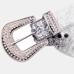 Glitter Belt Hip Hop Jeans Pants Belt Rhinestone Decor Belt