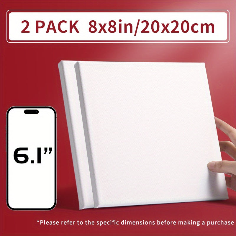 2 Pack Blank Art Canvases with Various Sizes, Primed Supplies for Acrylic Paint