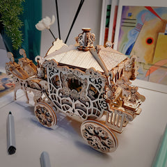 3D Pumpkin Cart Wooden Puzzle DIY Model Toy Gift Giving