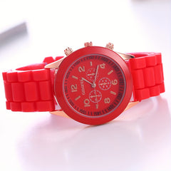 Quartz Watch with Triple Dial and Silicone Band