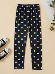 2pcs Girls Footless Leggings Polka Dots Star Graphic Slim Leggings