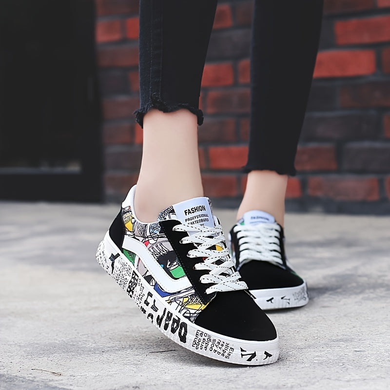 Women's Lace Up Canvas Board Sneakers Lightweight Low Top Sports Shoes
