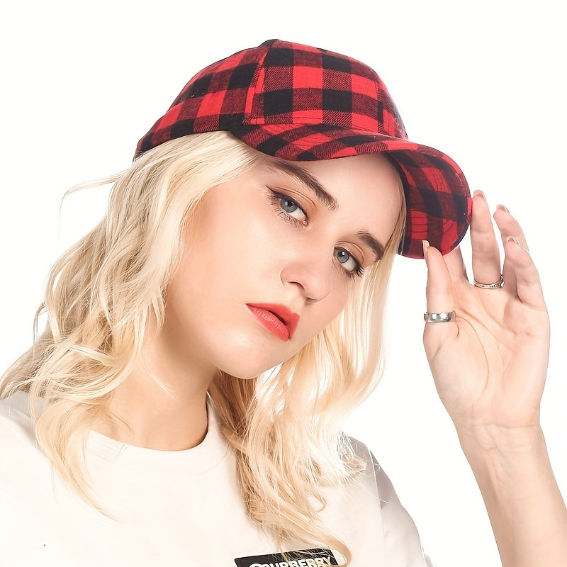 Plaid Print Couple Baseball Cap Classic Cotton Dad Hats for Men Women