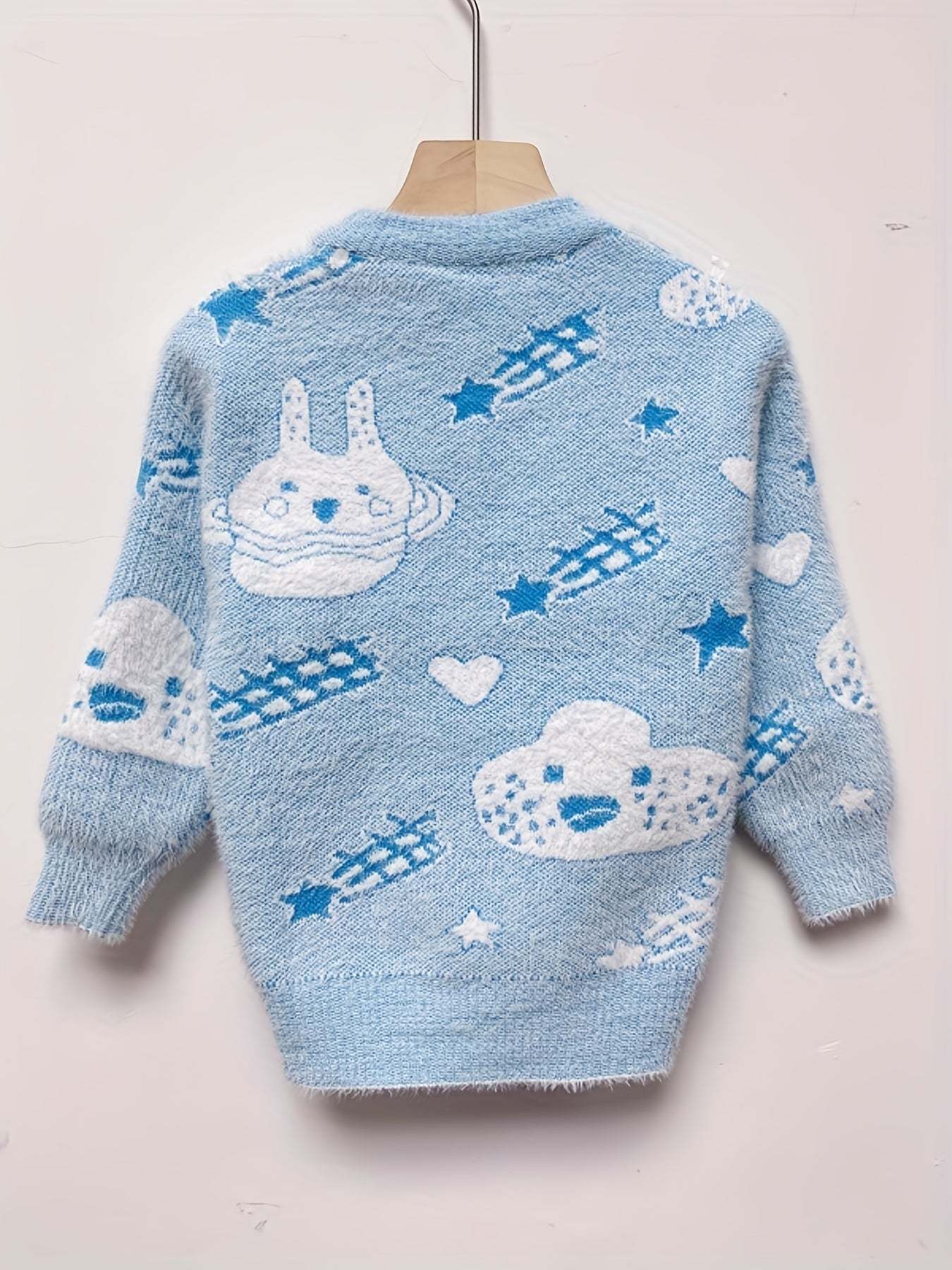 Kids Cartoon Jacquard Mink Cashmere Knit Sweater