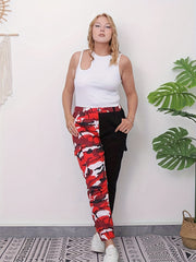 Colorblock Camo High Rise Cargo Jogger Jeans