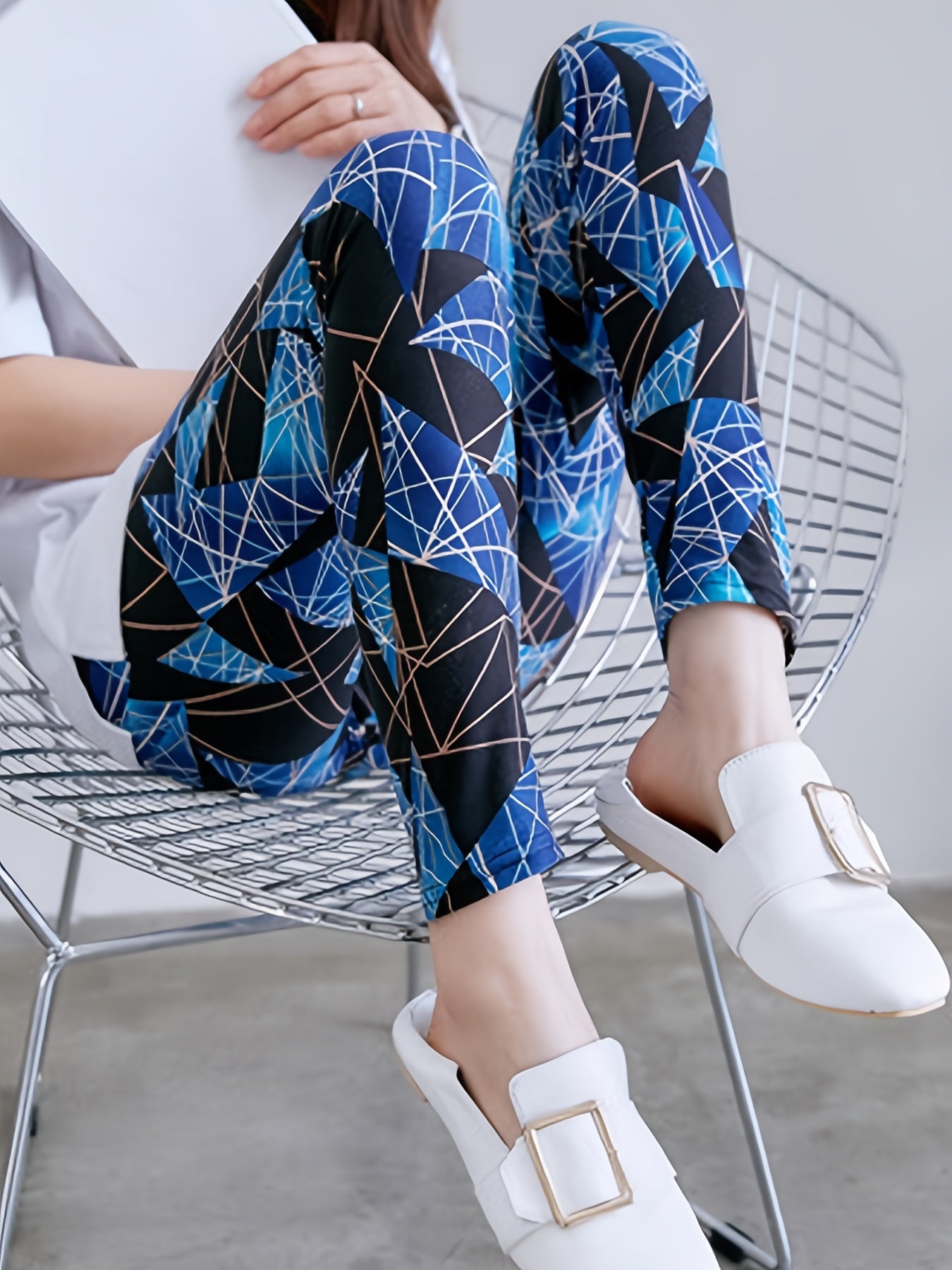 Geo Print Skinny Leggings Stretchy Leggings Women's Clothing