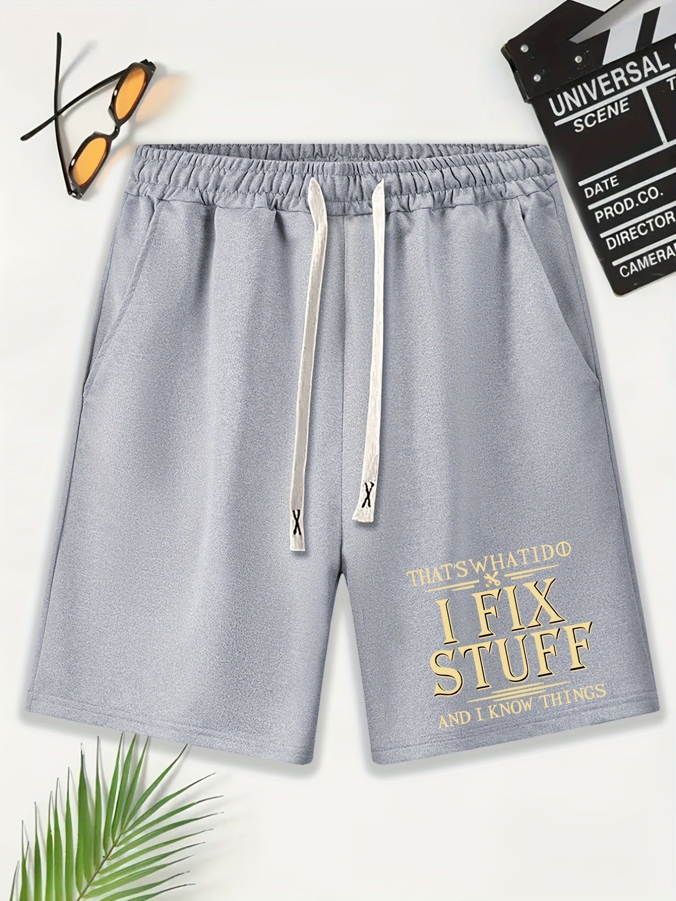 Men's Skull Basketball Player Print Shorts Elastic Waist Casual Drawstring Short